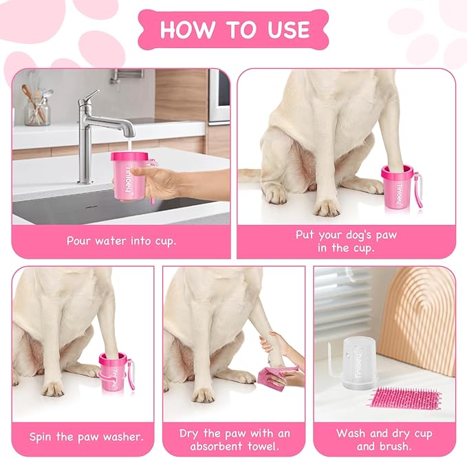 Paw Cleaner for Dogs Medium Small Breed with Handle | Dog Paw Cleaner to Clean Muddy Paws | Dog Foot Cleaner Paw Washer for Dogs & Pets| Dog Feet Washer (Red)