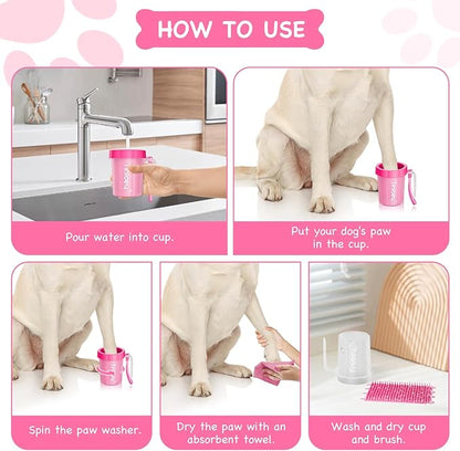 Paw Cleaner for Dogs Medium Small Breed with Handle | Dog Paw Cleaner to Clean Muddy Paws | Dog Foot Cleaner Paw Washer for Dogs & Pets| Dog Feet Washer (Red)