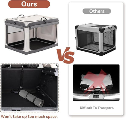 A4Pet Portable Dog Crate, Soft Dog Crate - 40 Inch Adjustable Stainless Steel Frame, Lightweight, Durable and Foldable Crate with 3-Door, Collapsible Dog Kennel