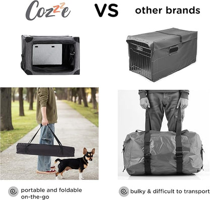 Travel Dog Crate - 37 Inch Collapsible Portable Foldable Crates for Large Dogs with Detachable Storage Bag, Removable Pad, and Mesh Windows for Outdoor & Indoor (Grey)