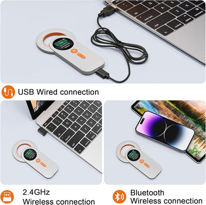 Pet Microchip Scanner Rechargeable RFID EMID Micro Chip Reader Scanner (2.4GHz Wireless+Bluetooth+USB) All in one 1.44” TFT Screen Display ISO11784 / ISO11785 / FDX-B and EMID for Animal/Pet/Dog/Cat