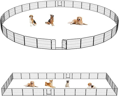 FDW Dog Playpen Dog Pen Dog Kennel 32 Panels 24 Inch Height Indoor Outdoor Folding Metal Portable Puppy Exercise Pen Heavy Duty Dog Fence for Yard Camping,Black
