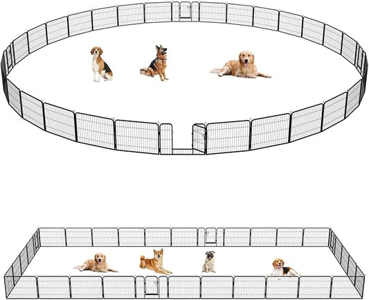 FDW Dog Playpen Dog Pen Dog Kennel 32 Panels 24 Inch Height Indoor Outdoor Folding Metal Portable Puppy Exercise Pen Heavy Duty Dog Fence for Yard Camping,Black