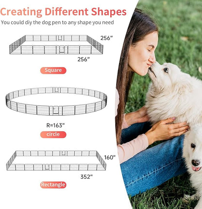FDW Dog Playpen Dog Pen Dog Kennel 32 Panels 24 Inch Height Indoor Outdoor Folding Metal Portable Puppy Exercise Pen Heavy Duty Dog Fence for Yard Camping,Black