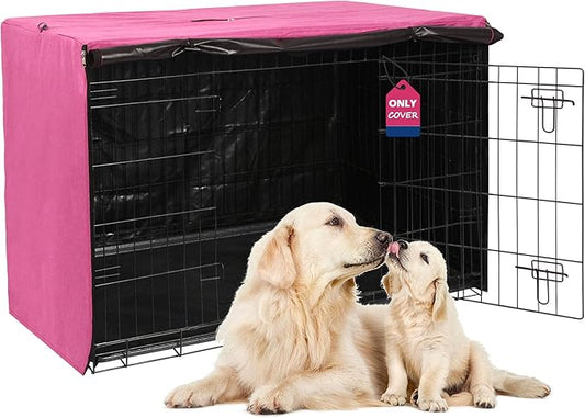 HiCaptain Dog Crate Cover for 30 Inches Crate Cage, Polyester Pet Kennel Covers Fit for 1 2 3 Doors Standard Metal Crate - (Pink 30 Inch)