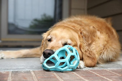 JW Pet HOL-ee Roller™, Dog Toy Puzzle Ball, Natural Rubber, Large (5.5” Inch Diameter), Blue
