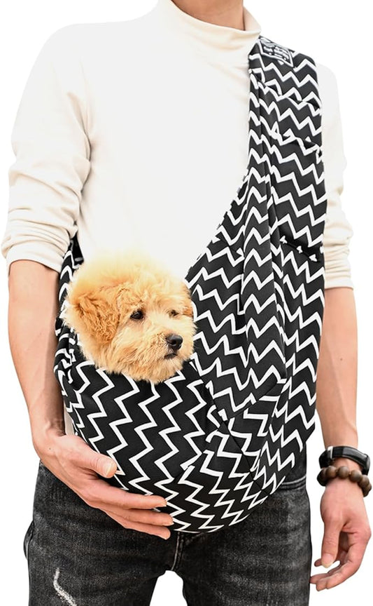 Pet Dog Sling Carrier Bag - Small Dog Purse Cat Puppy Dogs Front Carrier with Pockets and Safety Buckle, Chest Carrying Pouch Bags for Pet Traveling and Out Going (Fit for 0-14 lbs)