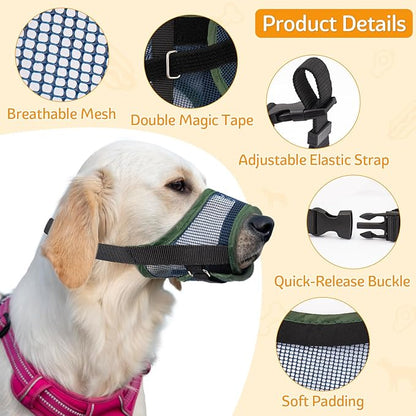 Coppthinktu Dog Muzzle, Soft Mesh Muzzle for Small Medium Large Dog Mouth Guard, Breathable Dog Muzzles to Prevent Biting Barking, Adjustable Dog Mouth Cover Muzzle for Dog Allow Panting Drinking