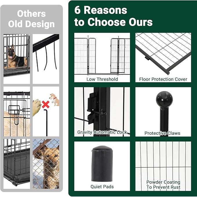 Dog Playpen,40" Height 21 Ft(L) 8 Panels Pet Play Pen, Indoor/Outdoor,Heavy Duty Metal Pet Exercise Pen, Wide Door Low Threshold,Portable Pet Playpen for Rv Camping Garden Yard, Quick Install