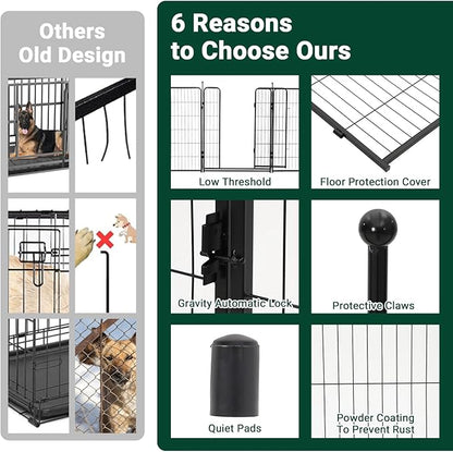 Dog Playpen,40" Height 21 Ft(L) 8 Panels Pet Play Pen, Indoor/Outdoor,Heavy Duty Metal Pet Exercise Pen, Wide Door Low Threshold,Portable Pet Playpen for Rv Camping Garden Yard, Quick Install