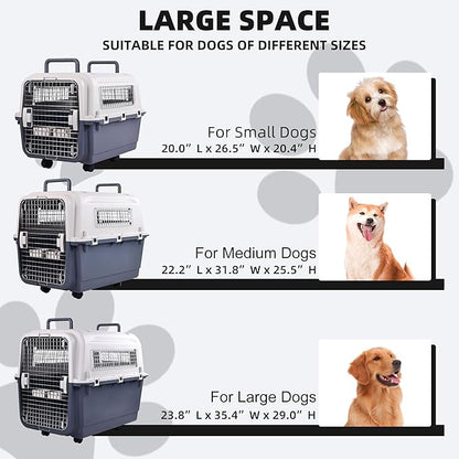 Plastic Kennels, Plastic Dog Crate, Airline Approved Pet Carrier for Dogs and Cats Longer Traveling, M