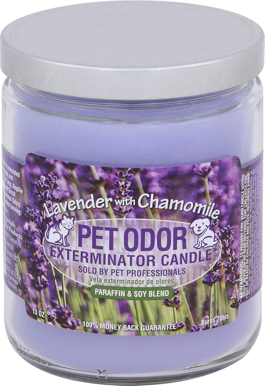 Pet Odor Exterminator Candle, Lavender with Chamomile,13 oz