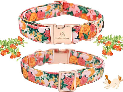 Lionheart glory Premium Floral Dog Collars Spring Dog Collar, Adjustable Heavy Duty Girl Dog Collar for XLarge Dogs