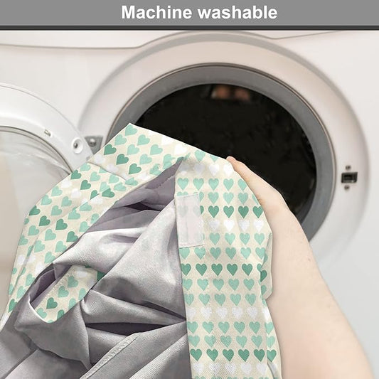 Lunarable Aquamarine Dog Crate Cover, Romantic Pattern with Heart Shapes in Rows, Easy to Use Pet Kennel Cover for Medium Large Dogs, 48 Inch, Champagne Laurel Green