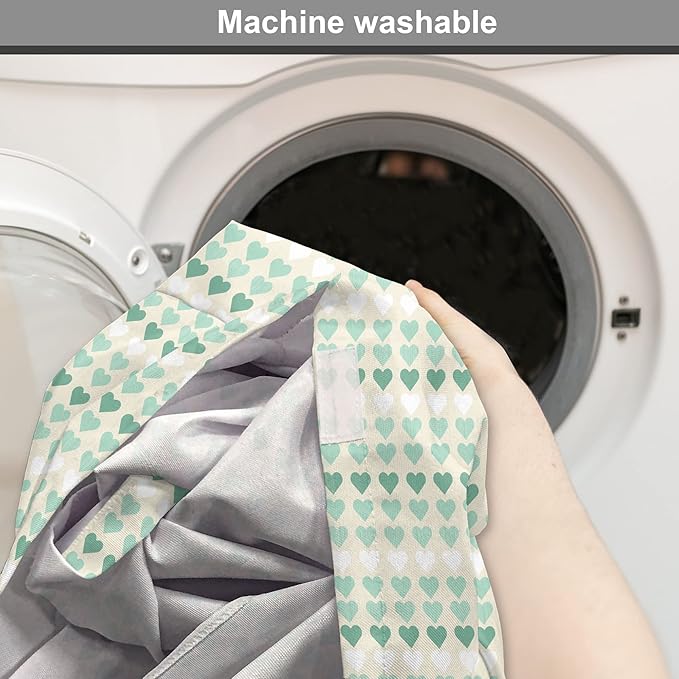 Lunarable Aquamarine Dog Crate Cover, Romantic Pattern with Heart Shapes in Rows, Easy to Use Pet Kennel Cover for Small Dogs Puppies Kittens, 22 Inch, Champagne Laurel Green