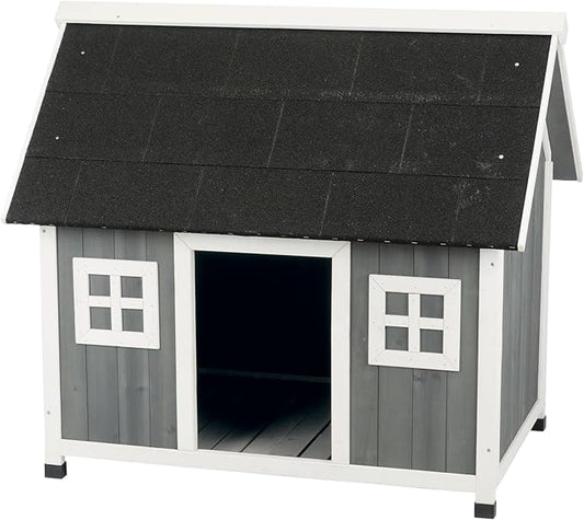 TRIXIE Natura Barn Style Dog House – Dog House for Medium Dogs with Weatherproof Sealer & Peaked Roof, Wooden Dog House with Adjustable Legs for Small to Medium-Sized Dogs – 41 x 27.75 x 36 in
