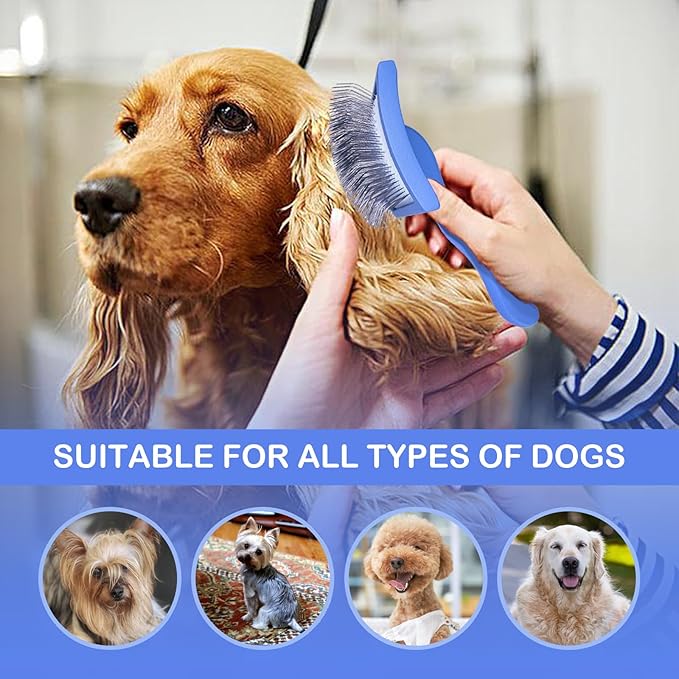 Dog Slicker Brush for Goldendoodles & Golden Doodle Brush for Grooming Kit - Dog Brush for Goldendoodle, Labradoodle, Poodles - Pet Hair Brush for Medium & Long Haired Dogs - Large(Blue)