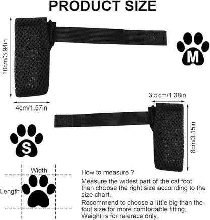 4 Pack Breathable Cat Shoes to Prevent Scratcning, Adjustable Only Cats Booties Mittens Socks (Grey, S)