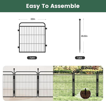Gardner Pet Dog Playpens, 24" H 2 Add-on Panels for Small/Medium Dogs, Foldable Pet Play Yard Gate Extensions, Pet Playpen, Anti-Rust, Quick Install, Black