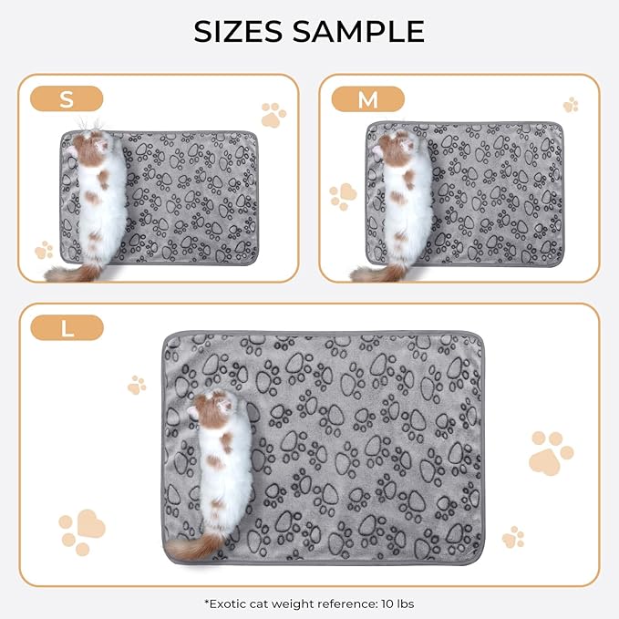 1 Pack 6 Blankets Dog Cat Soft Fluffy Fleece Pet Blanket Warm Cute Print Design Puppy Kitten Blanket Doggy Paw Grey Large(41"x31")