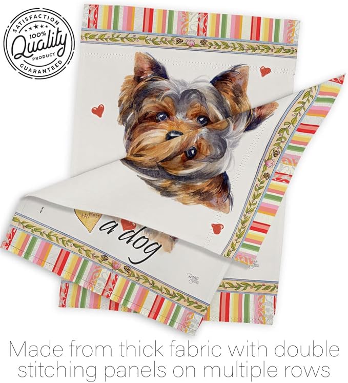 Breeze Decor Torkshire Terrier Happiness Garden House Flag-Kit Dog Puppy Spoiled Paw Canine Fur Pet Nature Farm Animal Creature Decoration Banner Small Yard Gift Double-Sided, Made in USA