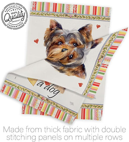 Breeze Decor Torkshire Terrier Happiness Garden House Flag-Kit Dog Puppy Spoiled Paw Canine Fur Pet Nature Farm Animal Creature Decoration Banner Small Yard Gift Double-Sided, Made in USA
