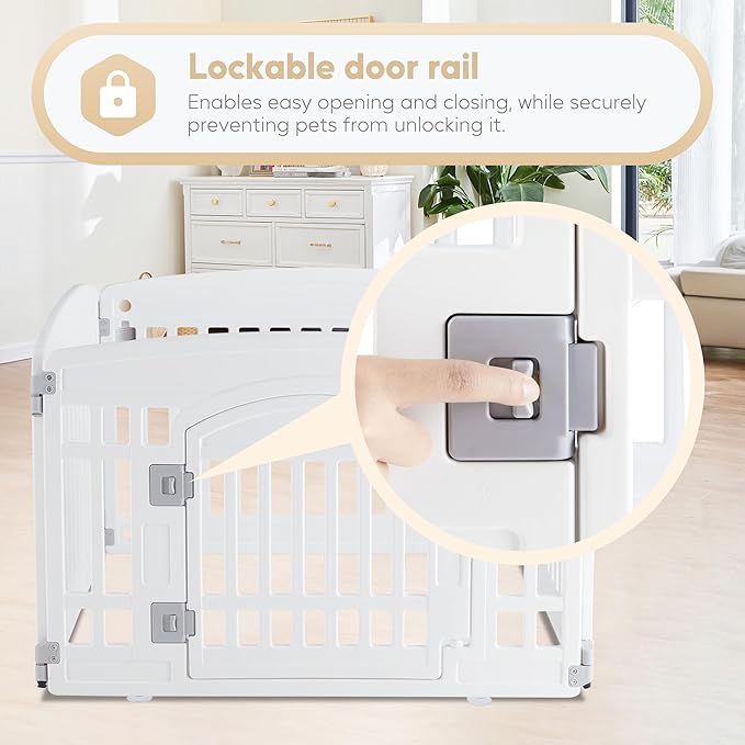 Simple Deluxe Plastic Dog Playpen, 24" Exercise 4-Panel Pet Playpen with Door, Safe and Secure, Folding and Portable Puppy Playpen for Puppies and Small Dogs, White