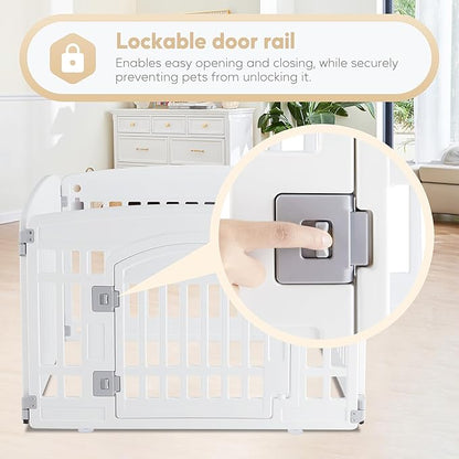 Simple Deluxe Plastic Dog Playpen, 24" Exercise 4-Panel Pet Playpen with Door, Safe and Secure, Folding and Portable Puppy Playpen for Puppies and Small Dogs, White