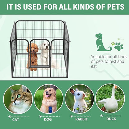 FDW Dog Playpen Kennel - 4 Panels, 24 Inch Height, Indoor/Outdoor Folding Metal Portable Puppy Exercise Pen, Heavy Duty Dog Fence for Yard, Camping - Black