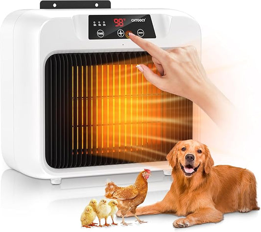 Upgrade 600W Large Dog House Heater w Thermostat, Adjustable Temp & Timer Heating Pet Heater for Outside Winter Insulated House,Safe Heated Outdoor & Won't Burn Pets, Electric Pet Kennel Heater