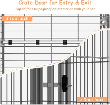 Mr IRONSTONE Dog Crate Small Dog Kennel Dog House Indoor Dog Cage for Small Medium Large Dogs, Puppy Dog Playpen, Pet Cage, 24" H x 48" L