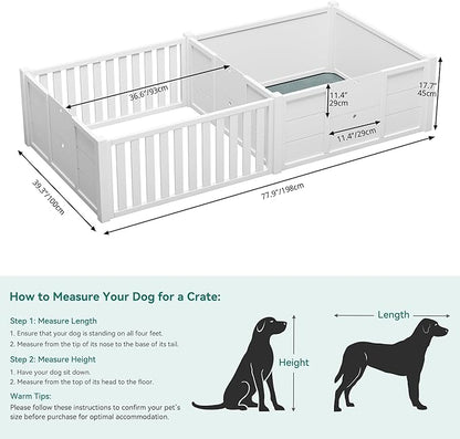 YITAHOME Whelping Box for Dogs/Puppies: 2-Room Large Indoor Outdoor Playpen 78" L x 39.4" W x 17.7" H with Removable Doors, Washable Pads, Portable Puppy Brooder