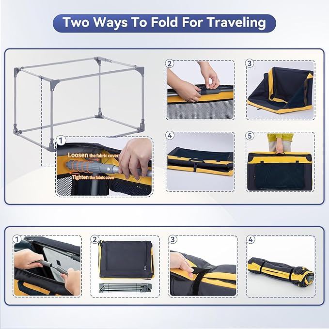 A4Pet Foldable Dog Crate, Collapsible Dog Crate - 30 Inch Adjustable Stainless Steel FrameLightweight, Durable and Collapsible Crate with 3-Door, Portable Dog Kennel