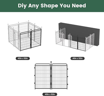 Gardner Pet Dog Playpens, 40" H 2 Add-on Panels for Small/Medium/Large Dogs, Foldable Pet Play Yard Gate Extensions, Pet Playpen, Anti-Rust, Quick Install, Black