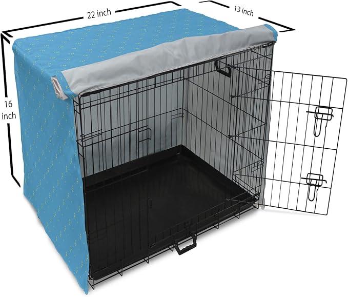 Lunarable Yellow and Blue Dog Crate Cover, Stars in The Sky Themed Vibrant Colored Celestial Pattern, Easy to Use Pet Kennel Cover for Small Dogs Puppies Kittens, 22 Inch, Blue Yellow