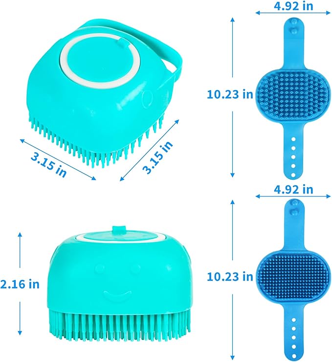3pcs Dog Bath Set - Shampoo Brush, Scrubber, and Shower Brush with Adjustable Handle for Short & Long Hair
