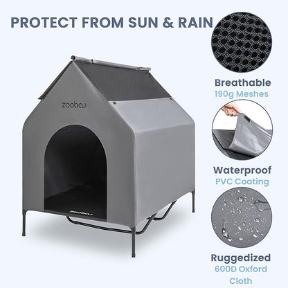 X-Large Dog House - Weatherproof PVC, Elevated Cooling Bed, Easy to Clean