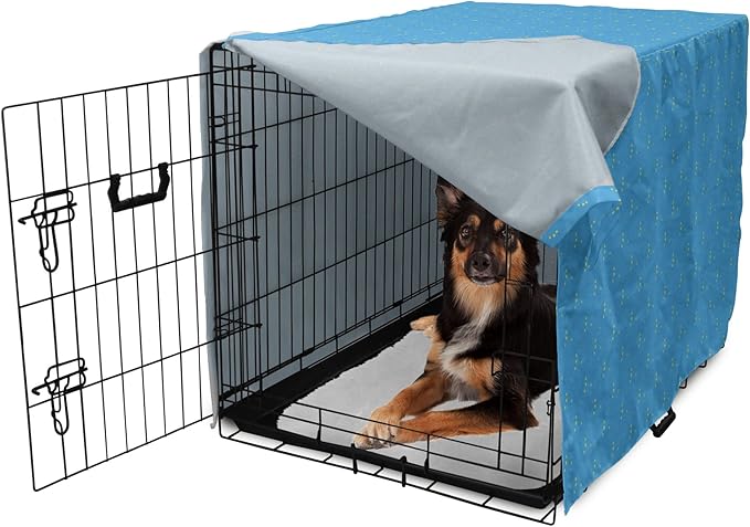 Lunarable Yellow and Blue Dog Crate Cover, Stars in The Sky Themed Vibrant Colored Celestial Pattern, Easy to Use Pet Kennel Cover for Medium Large Dogs, 36 Inch, Blue Yellow
