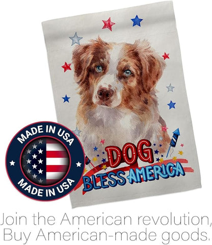 Breeze Decor Patriotic Red Australian Shepherd House Flag-Pack Dog Puppy Spoiled Paw Canine Fur Pet Nature Farm Animal Creature Applique Banner Small Garden Yard Gift Double-Sided, Made in USA