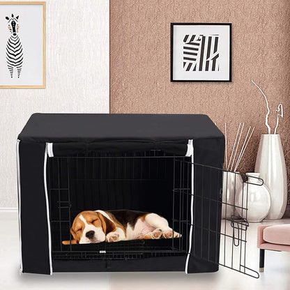 Geyecete Dog Crate Cover - Dog cage Covers Universal Fit for 24-48Inch Wire Dog cage, Lightweight Polyester Fabric, Breathable Double Door Dog Cage Cover-Black-30 Inch