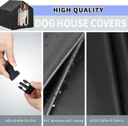 Dog House Cover, Dog Houses Cover for Large Dogs Outside,Covers for Winter Large Dog House Outdoor Weatherproof (27x29x28in)-Only Cover