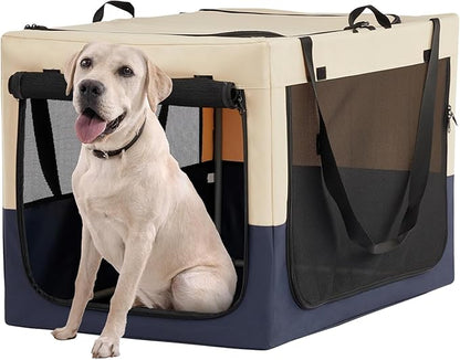 A4Pet Collapsible Dog Crate, Soft Sided Dog Crate - 36 Inch Adjustable Stainless Steel Frame, Lightweight, Durable and Portable Crate with 3-Door, Travel Dog Kennel