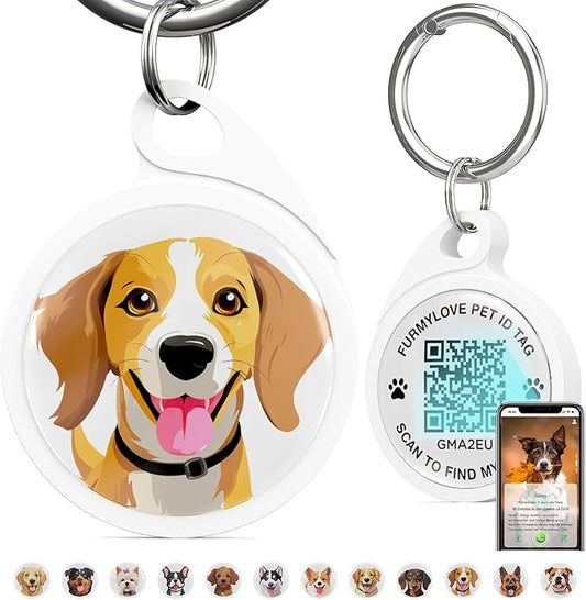QR Code Dog Tag, Dog Tags Personalized Silent Pet ID Tag Customizable Free Pet Online Profile, Beagle