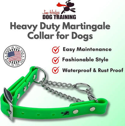 Martingale Collar for Dogs, Biothane, Stainless Steel Hardware, No Pull, Made in The USA, Professional Grade, Small, Green