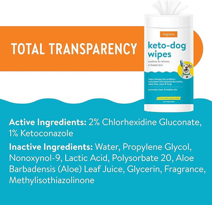 Keto Dog Shampoo and Wipes Combo for Pets | Soothing Shampoo (12oz) and Convenient Wipes (60ct) for Pets’ Irritated Skin | Relief for Skin Problems in Dogs and Cats