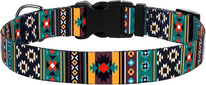 Southwest Dog Collar Tribal Pattern Adjustable Puppy Pet Collars for Small Medium Large Dogs Aztec Print (Tribal, Neck Fit 14"-18")