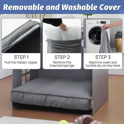 Modern Metal Dog House with Plush Cushion – Open Design Dog Bed, Cozy Pet Cave for Dogs & Cats, Stylish Indoor Pet Furniture
