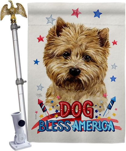 Breeze Decor Patriotic Cairn Terrier House Flag Eagle Set Dog Puppy Spoiled Paw Canine Fur Pet Nature Farm Animal Creature Decoration Banner Small Garden Yard Gift Double-Sided, Made in USA