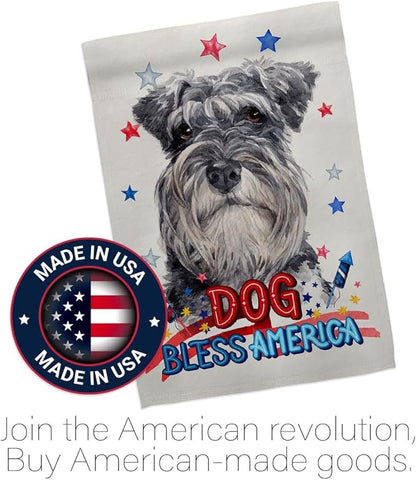 Breeze Decor Patriotic Miniature Schnauzer House Flag Set Dog Puppy Spoiled Paw Canine Fur Pet Nature Farm Animal Creature Decoration Banner Small Garden Yard Gift Double-Sided, Made in USA