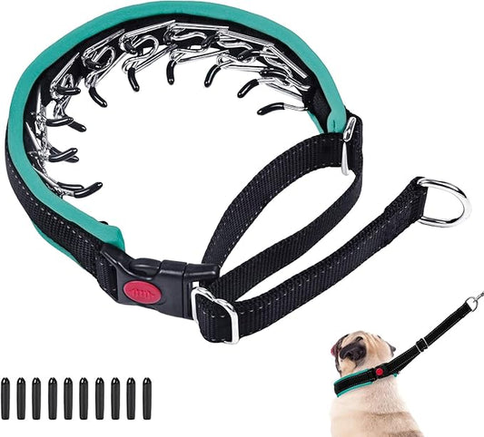 Martingale Collar for Dogs, Heavy Duty Nylon No Pull Dog Collar with Buckle, Adjustable Anti Pull Collar Reflective Slip Collar for Large Medium Small Dog Training Walking S Green